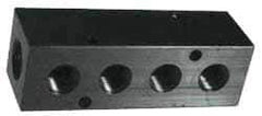 Made in USA - 3/8" Inlet, 1/4" Outlet Manifold - 13-3/4" Long x 1-1/4" Wide x 1-1/4" High, 0.2" Mount Hole, 2 Inlet Ports, 9 Outlet Ports - Makers Industrial Supply