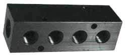 Made in USA - 3/8" Inlet, 1/4" Outlet Manifold - 6-3/4" Long x 1-1/4" Wide x 1-1/4" High, 0.2" Mount Hole, 2 Inlet Ports, 7 Outlet Ports - Makers Industrial Supply