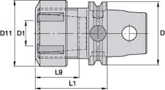 Kennametal - 0.04" to 5/8" Capacity, 120mm Projection, Modular Connection, ER25 Collet Chuck - 160mm OAL - Exact Industrial Supply