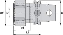 Kennametal - 0.02" to 13/32" Capacity, 60mm Projection, Modular Connection, ER16 Collet Chuck - 100mm OAL - Exact Industrial Supply