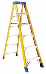 Made in USA - 9 Steps, 10 Ft. High, Type IAA Rating, Fiberglass Step Ladder - Makers Industrial Supply