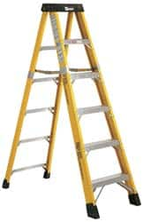 Made in USA - 5 Steps, 8 Ft. High, Type IAA Rating, Fiberglass Step Ladder - Makers Industrial Supply