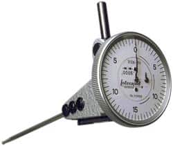 INTERAPID - 0.06 Inch Range, 0.0005 Inch Dial Graduation, Vertical Dial Test Indicator - 1-1/2 Inch White Dial, 0-15-0 Dial Reading - Makers Industrial Supply