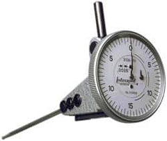 INTERAPID - 0.06 Inch Range, 0.0005 Inch Dial Graduation, Vertical Dial Test Indicator - 1-1/2 Inch White Dial, 0-15-0 Dial Reading - Makers Industrial Supply