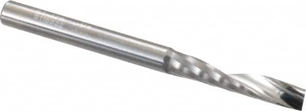 Onsrud - 1/4" Cutting Diam x 1-1/4" Length of Cut, 1 Flute, Upcut Spiral Router Bit - Uncoated, Right Hand Cut, Solid Carbide, 3" OAL x 1/4" Shank Diam, Single Edge, 21° Helix Angle - Makers Industrial Supply