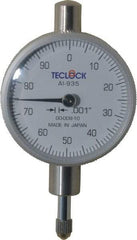 Teclock - 1/4" Range, 0-100 Dial Reading, 0.001" Graduation Dial Drop Indicator - 1-17/32" Dial, 0.1" Range per Revolution, 0.0007" Accuracy - Makers Industrial Supply