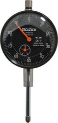 Teclock - 1" Range, 0-100 Dial Reading, 0.001" Graduation Dial Drop Indicator - 2-11/64" Dial, 0.1" Range per Revolution, 0.0014" Accuracy, Revolution Counter - Makers Industrial Supply