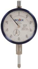 Teclock - 1/2" Range, 0-100 Dial Reading, 0.001" Graduation Dial Drop Indicator - 2-11/64" Dial, 0.1" Range per Revolution, 0.0009" Accuracy, Revolution Counter - Makers Industrial Supply