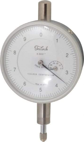 Teclock - 0.05" Range, 0-10 Dial Reading, 0.0001" Graduation Dial Drop Indicator - 2-13/64" Dial, 0.01" Range per Revolution, 0.0002" Accuracy, Revolution Counter - Makers Industrial Supply