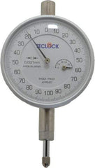 Teclock - 1mm Range, 0-100-0 Dial Reading, 0.001mm Graduation Dial Drop Indicator - 2-13/64" Dial, Revolution Counter - Makers Industrial Supply