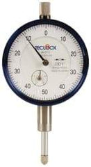 Teclock - 1/2" Range, 0-50-0 Dial Reading, 0.001" Graduation Dial Drop Indicator - 2-11/64" Dial, 0.1" Range per Revolution, 0.0009" Accuracy, Revolution Counter - Makers Industrial Supply