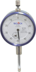 Teclock - 1" Range, 0-50-0 Dial Reading, 0.001" Graduation Dial Drop Indicator - 2-11/64" Dial, 0.1" Range per Revolution, 0.0014" Accuracy, Revolution Counter - Makers Industrial Supply