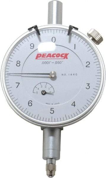 Peacock - 0.05" Range, 0-10 Dial Reading, 0.0001" Graduation Dial Drop Indicator - 2-3/64" Dial, 0.0003" Accuracy, Revolution Counter - Makers Industrial Supply