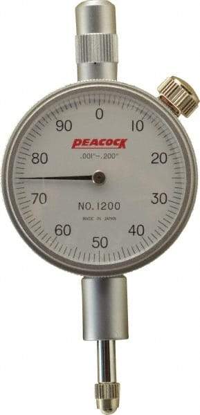 Peacock - 0.2" Range, 0-100 Dial Reading, 0.001" Graduation Dial Drop Indicator - 1-37/64" Dial, 0.001" Accuracy - Makers Industrial Supply