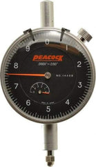 Peacock - 0.05" Range, 0-10 Dial Reading, 0.0001" Graduation Dial Drop Indicator - 2-3/64" Dial, 0.0003" Accuracy, Revolution Counter - Makers Industrial Supply