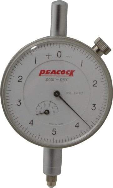 Peacock - 0.05" Range, 0-5-0 Dial Reading, 0.0001" Graduation Dial Drop Indicator - 2-3/64" Dial, 0.0003" Accuracy, Revolution Counter - Makers Industrial Supply