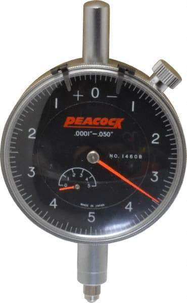 Peacock - 0.05" Range, 0-5-0 Dial Reading, 0.0001" Graduation Dial Drop Indicator - 2-3/64" Dial, 0.0003" Accuracy, Revolution Counter - Makers Industrial Supply