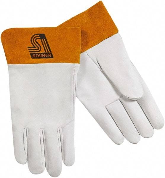 Steiner - Size M Unlined Kidskin Welding Glove - 10-1/2" OAL, Safety Cuff, For TIG - Makers Industrial Supply