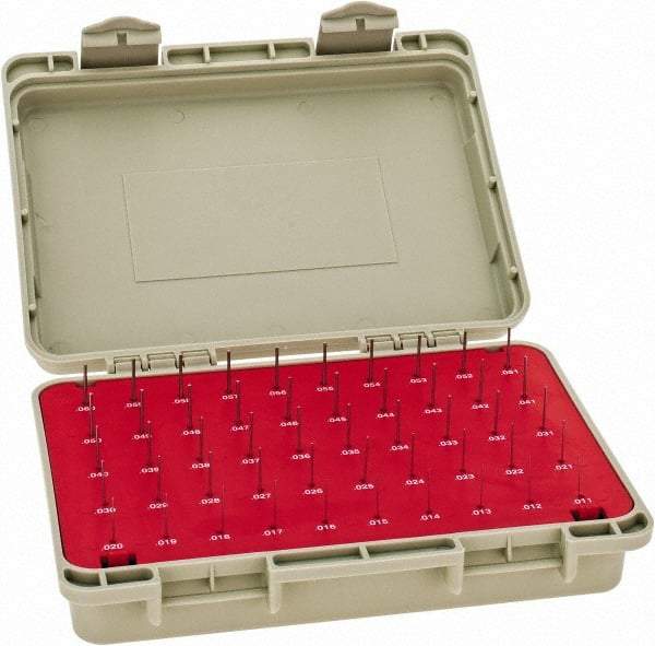 Vermont Gage - 50 Piece, 0.011-0.06 Inch Diameter Plug and Pin Gage Set - Minus 0.0002 Inch Tolerance, Class ZZ - Makers Industrial Supply