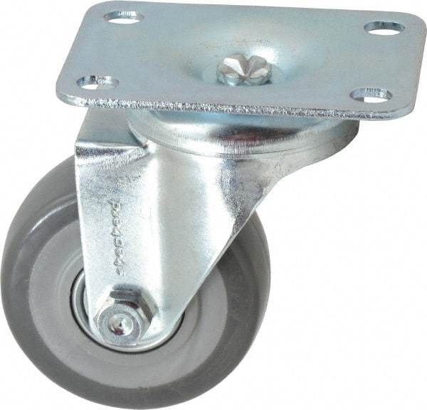 Shepherd - 3" Diam x 1-1/4" Wide x 4-1/4" OAH Top Plate Mount Swivel Caster - Polyurethane, 185 Lb Capacity, Ball Bearing, 2-5/8 x 3-3/4" Plate - Makers Industrial Supply