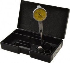 Mahr - 1/4 mm Range, 0.01 mm Dial Graduation, Horizontal Dial Test Indicator - 27.5 mm Yellow Dial, 0-25-0 Dial Reading - Makers Industrial Supply