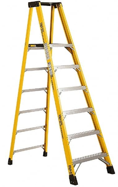 Made in USA - 10 Steps, 12 Ft. High, Type IA Rating, Fiberglass Platform - Makers Industrial Supply