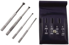 TESA Brown & Sharpe - 1/8 to 1/2 Inch Measurement, Small Hole Gage Set - Half Ball, Satin Chrome Coated, Includes Pouch - Makers Industrial Supply