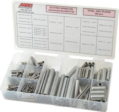 Made in USA - 300 Piece, 1/16 to 3/8" Pin Diam, Spring Pin Assortment - Zinc, Zinc Plated - Makers Industrial Supply