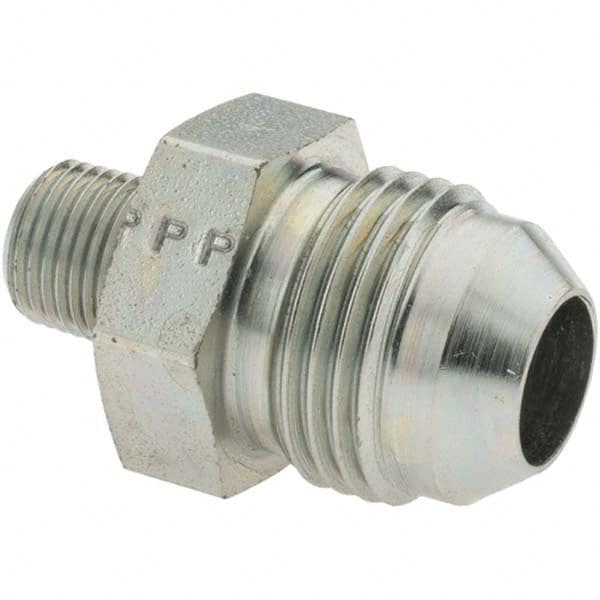 Parker - 1/2" Tube OD x 1/8-27 Male NPT 37° Steel Flared Tube Straight Thread Connector - Makers Industrial Supply