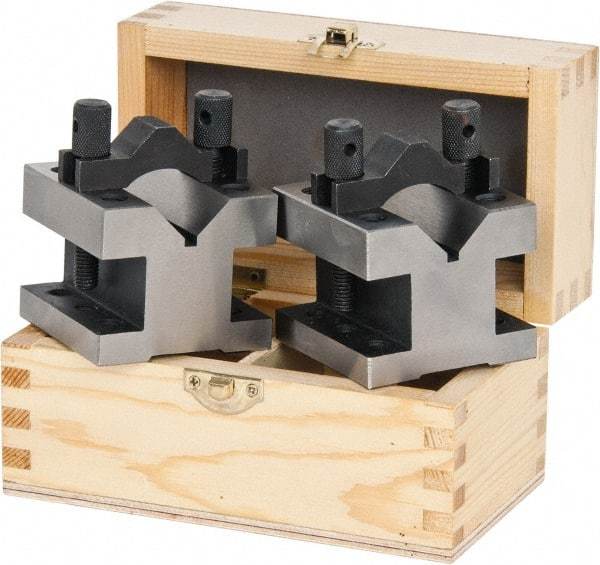 Value Collection - 1-3/16" Max Capacity, 90° Angle, Hardened Steel V-Block - 2-3/8" Long x 2-3/8" Wide x 2" High, Sold as 2 Block Set - Makers Industrial Supply