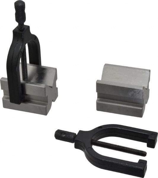 Value Collection - 1/2 to 1-3/32" Capacity, 90° Angle, Tool Steel V-Block - 2" Long x 1-1/2" Wide x 1-1/2" High, Sold as 2 Block Set - Makers Industrial Supply