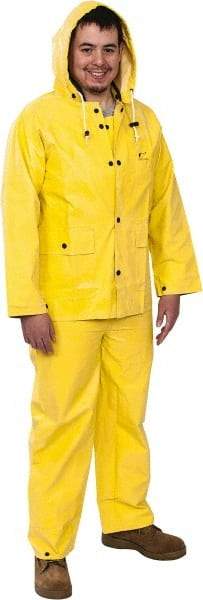 OnGuard - Size S, Yellow, Chemical, Rain Three Piece Suit - Detachable Hood - Makers Industrial Supply