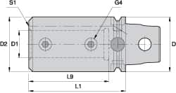 Kennametal - 3/4" Bore Diam, 1.58" Body Diam x 2.756" Body Length, Boring Bar Holder & Adapter - 2.28" Bore Depth, Internal & External Coolant - Exact Industrial Supply