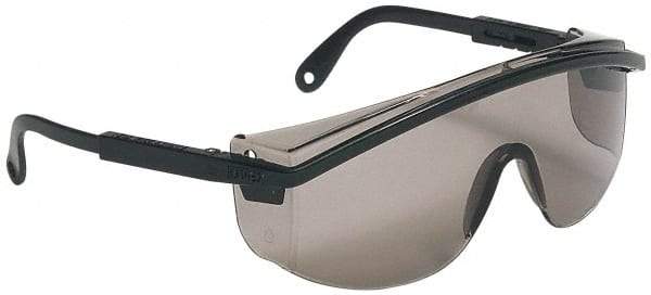 Uvex - Gray Lenses, Framed Safety Glasses - Scratch Resistant, Black Plastic Frame, Adjustable Temples, Size Universal, Wrap Around - Makers Industrial Supply