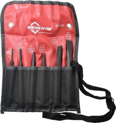 Mayhew - 6 Piece Punch & Chisel Set - 1/2 to 5/8" Chisel, 3/16 to 3/8" Punch, Round Shank - Makers Industrial Supply