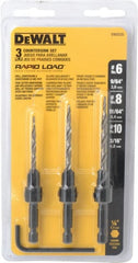 DeWALT - 3 Piece, 0.13 to 0.19" Head Diam, 77 to 83° Included Angle, Single End Countersink Set - Makers Industrial Supply