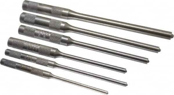 Mayhew - 6 Piece, 1/8 to 5/16", Roll Pin Punch Set - Round Shank, Comes in Vinyl Roll - Makers Industrial Supply