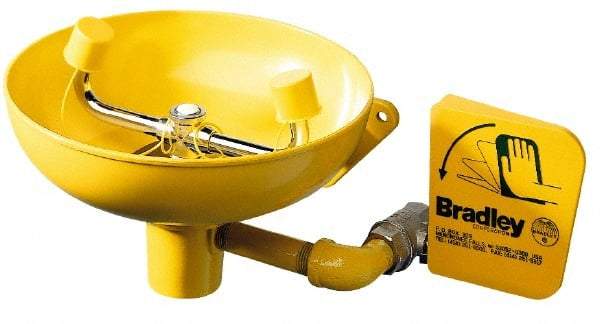 Bradley - Wall Mount, Plastic Bowl, Eyewash Station - 1/2" Inlet, 30 to 90 psi Flow, 0.4 GPM Flow Rate - Makers Industrial Supply