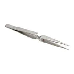 Value Collection - 4-3/4" OAL Stainless Steel Assembly Tweezers - Short Style with Sharp Point - Makers Industrial Supply