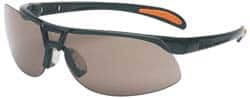 Uvex - Gray Lenses, Framed Safety Glasses - Scratch Resistant, Metallic Black Polycarbonate Frame, Size Universal, Wrap Around - Makers Industrial Supply