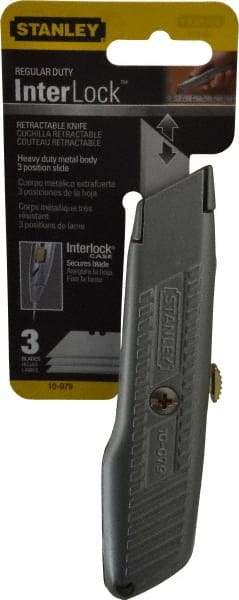 Stanley - Retractable Utility Knife - Enamel (Color) Zinc Handle, 3 Blades Included - Makers Industrial Supply