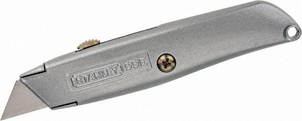 Stanley - Retractable Utility Knife - 2-7/16" Blade, Die Cast Aluminum (Color) Aluminum Handle, 3 Blades Included - Makers Industrial Supply