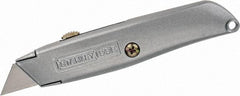 Stanley - Retractable Utility Knife - 2-7/16" Blade, Die Cast Aluminum (Color) Aluminum Handle, 3 Blades Included - Makers Industrial Supply