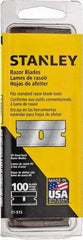 Stanley - 100 Piece Steel Single Edge Blade - 1-1/2" OAL, 0.009" Blade Thickness - Makers Industrial Supply