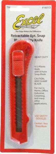 Excel - Snap Utility Knife - Red Plastic Handle, 1 Blade Included - Makers Industrial Supply