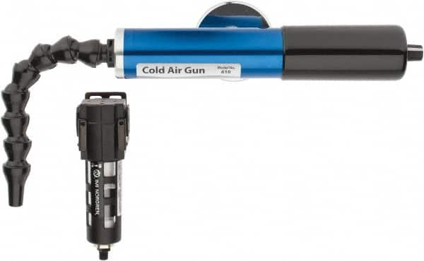 Vortec - 8" Long Hose, 900 BTU/Hr Air Capacity, 1 Outlet, Cold Air Gun Kit - 10-5/8" Tank/Unit Length, 6.63" High Tank/Unit, Includes Adjustable Cold Air Gun, Magnetic Base, 5 Micron Auto-Drain Filter - Makers Industrial Supply