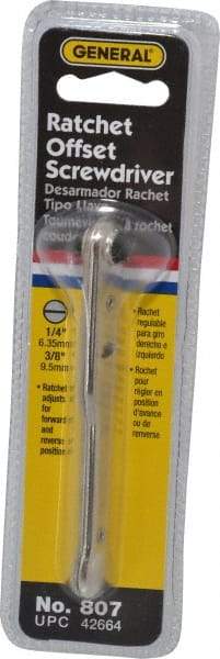 General - Ratcheting Offset Standard Slotted Screwdriver - 3-7/8" OAL - Makers Industrial Supply