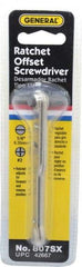 General - 1/4" Slotted Blade, #2 Phillips Point, Ratcheting Offset Slotted & Phillips Screwdriver Set - 3-7/8" OAL - Makers Industrial Supply