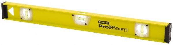 Stanley - 48" Long 3 Vial I-Beam Level - Aluminum, Yellow, 1 Level & 2 Plumb Vials - Makers Industrial Supply