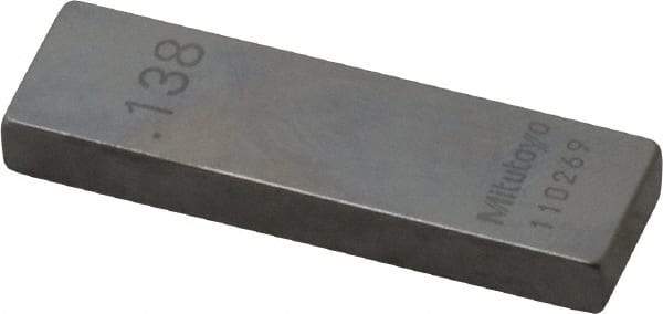 Mitutoyo - 0.138" Rectangular Steel Gage Block - Accuracy Grade AS-1, Includes Certificate of Inspection - Makers Industrial Supply